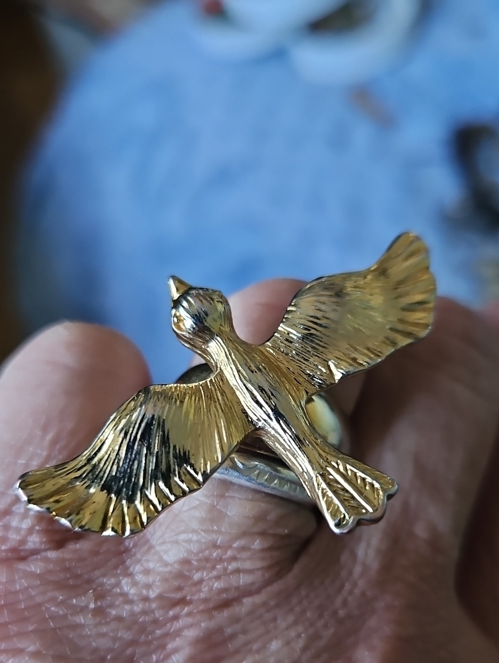 🌴Vtg Gold Bird Ring - Elegant Flying Bird Jewelry